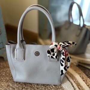 Anne Klein Gray Structured Satchel Tote Bag w/Scarf